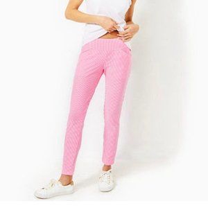 NWT Lilly Pulitzer Corso UPF50 pink seersucker pant Havana pink stripe size 8